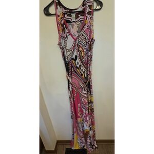 CACHE Pink Paisley Sleeveless Chain Belt  Maxi Dress Medium